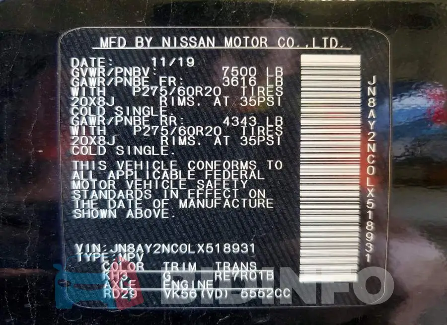 JN8AY2NC0LX518931 Photo# 13