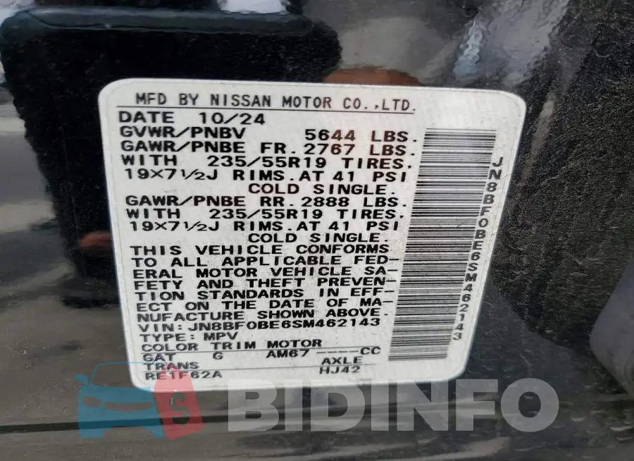 JN8BF0BE6SM462143 Photo# 12