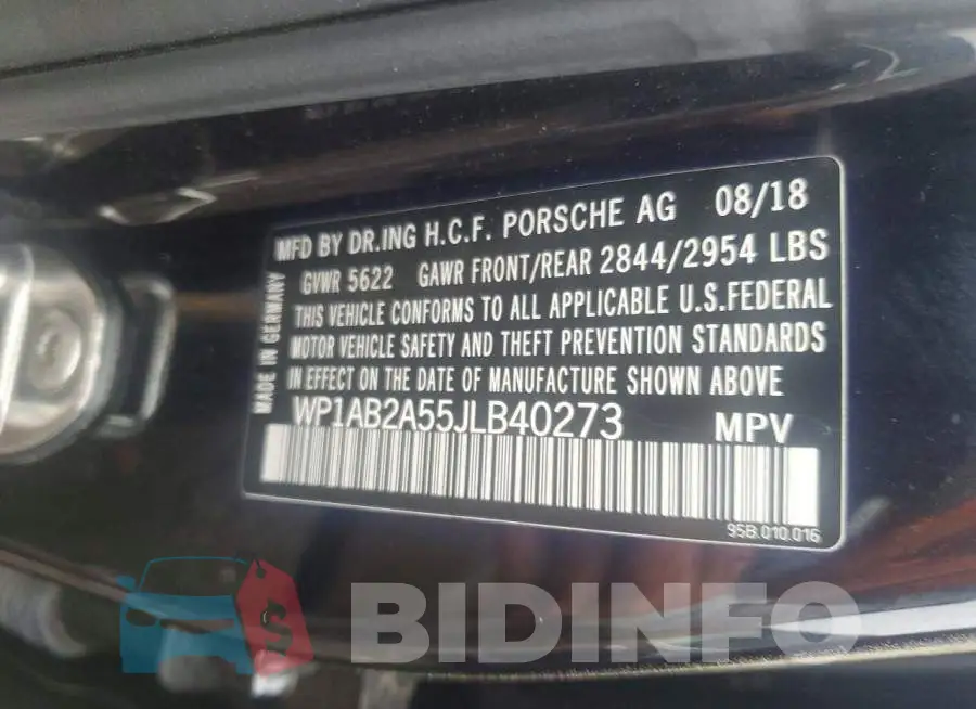 WP1AB2A55JLB40273 Photo# 13