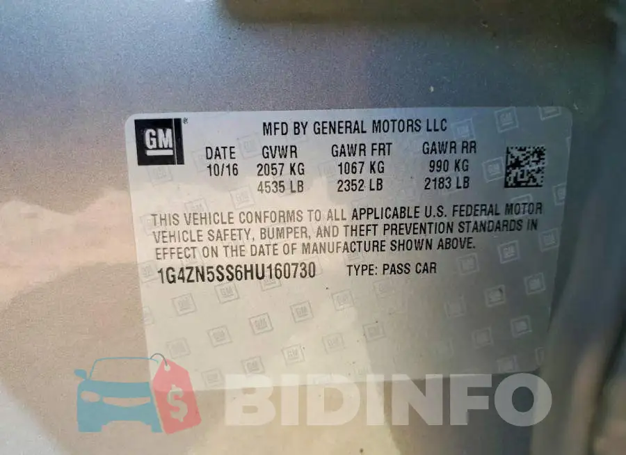 1G4ZN5SS6HU160730 Photo# 12