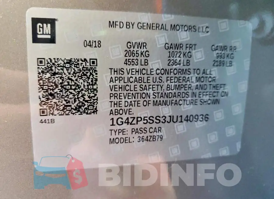 1G4ZP5SS3JU140936 Photo# 12