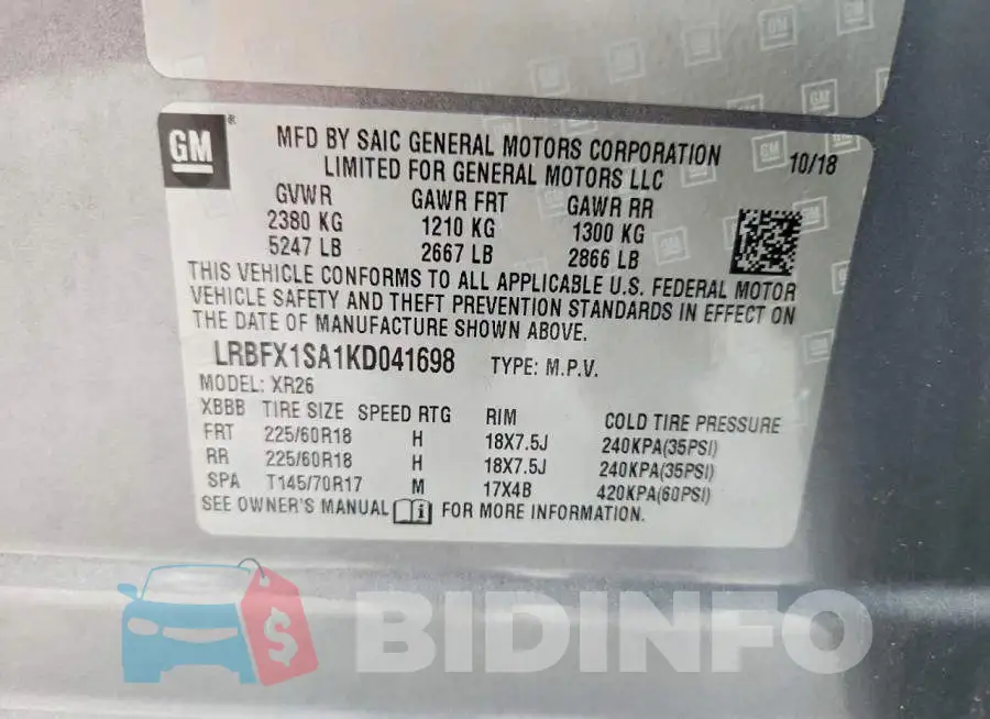 LRBFX1SA1KD041698 Photo# 13