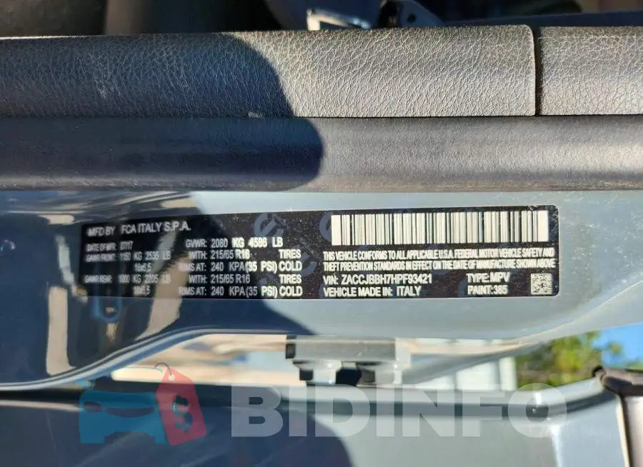ZACCJBBH7HPF93421 Photo# 13