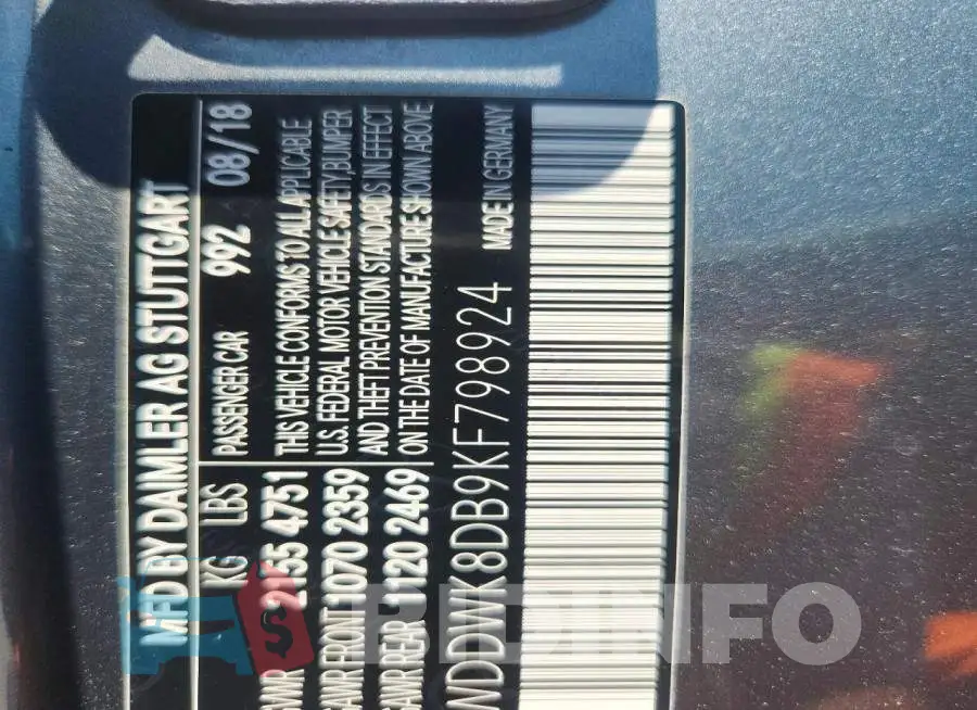 WDDWK8DB9KF798924 Photo# 12