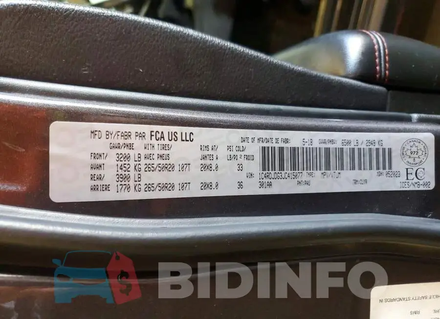 1C4RDJDG3JC415077 Photo# 13