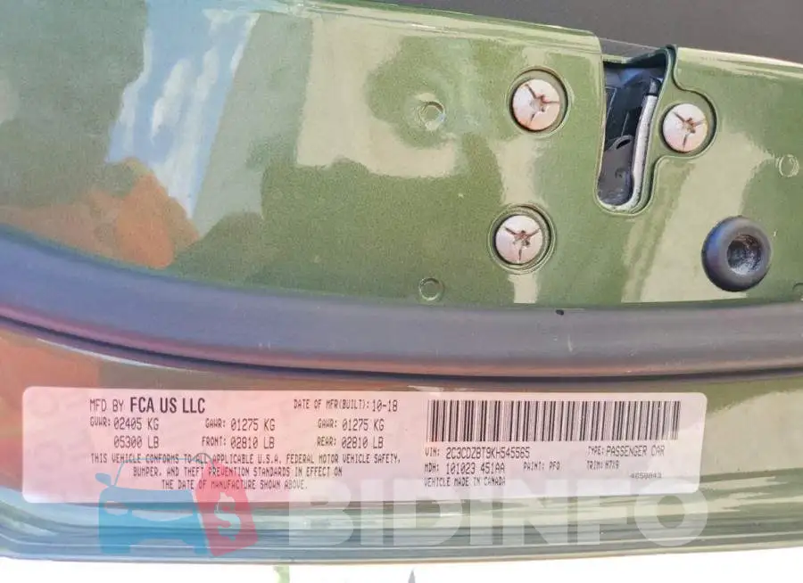 2C3CDZBT9KH545565 Photo# 13