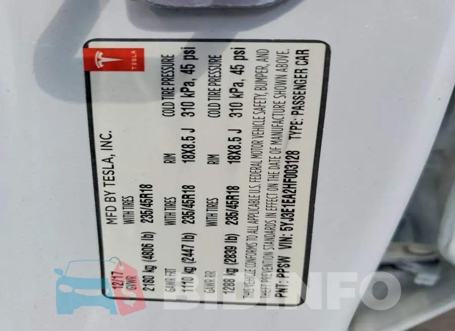5YJ3E1EA2HF003128 Photo# 12