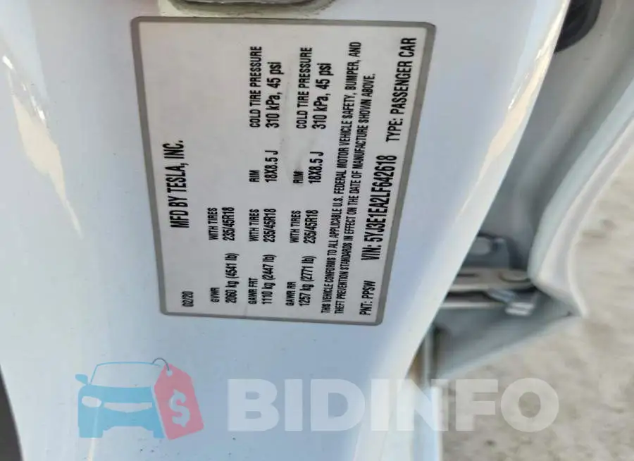 5YJ3E1EA2LF642618 Photo# 12