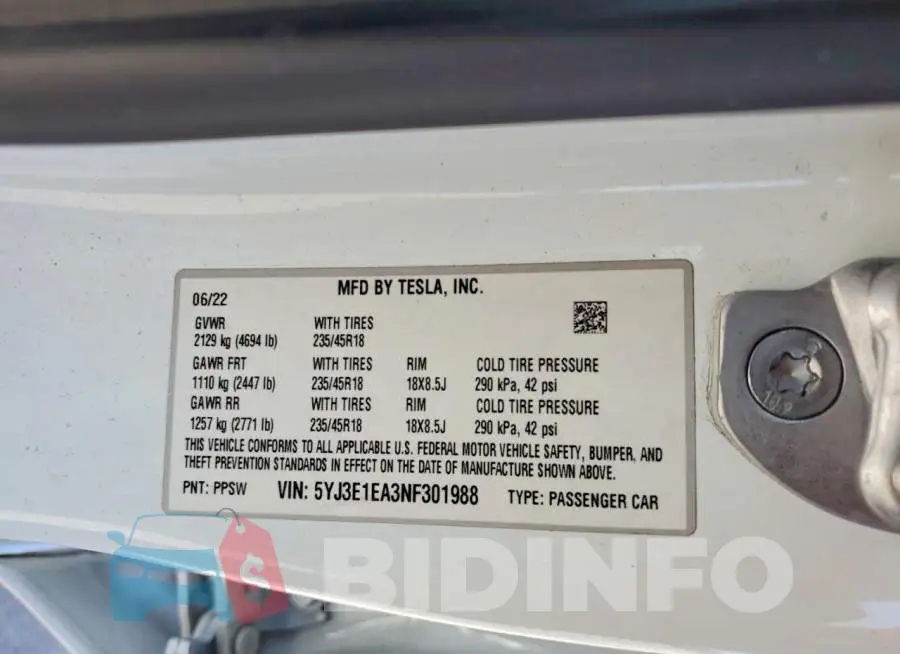 5YJ3E1EA3NF301988 Photo# 12