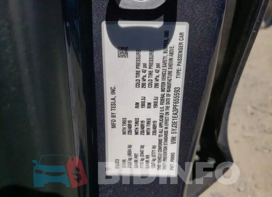 5YJ3E1EA3PF655593 Photo# 12