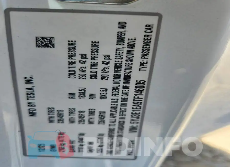 5YJ3E1EA9TF146005 Photo# 13