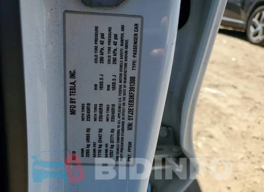 5YJ3E1EB3KF391308 Photo# 12