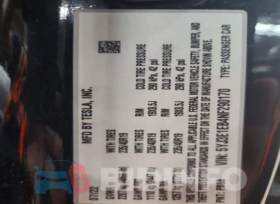5YJ3E1EB4NF290170 Photo# 12