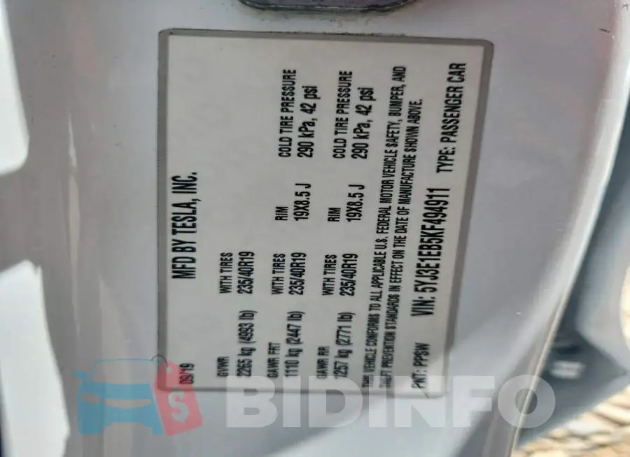 5YJ3E1EB5KF494911 Photo# 12