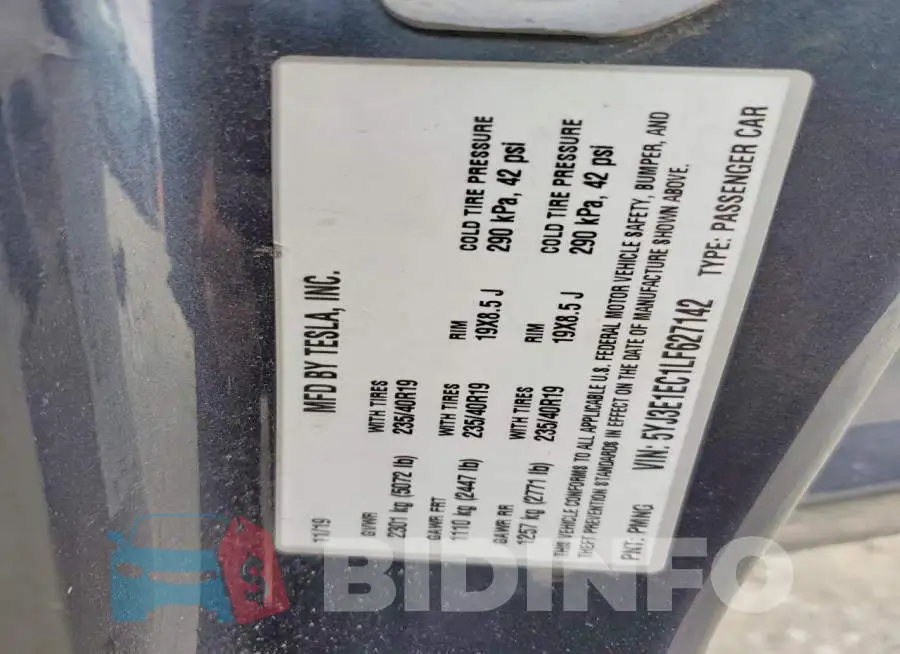 5YJ3E1EC1LF627142 Photo# 12