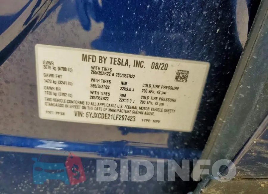 5YJXCDE21LF297423 Photo# 14