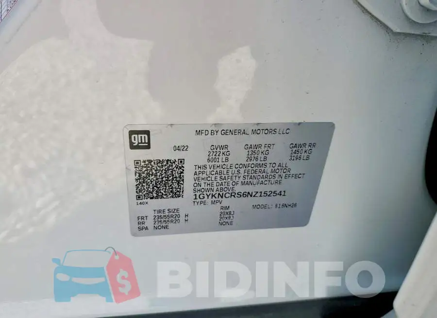 1GYKNCRS6NZ152541 Photo# 13