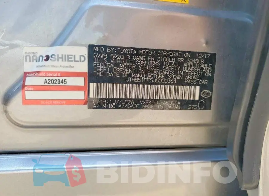 JTHB51FF5J5000364 Photo# 12