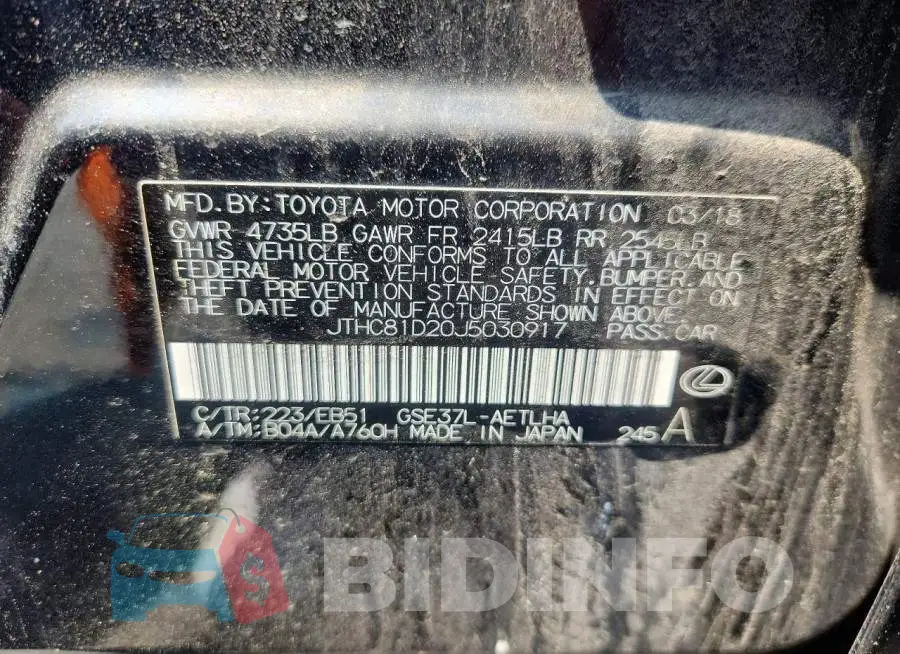 JTHC81D20J5030917 Photo# 12