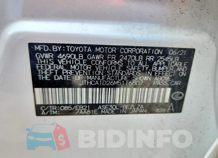 JTHCA1D26M5116807 Photo# 13