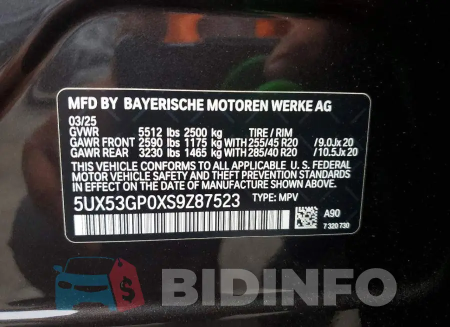 5UX53GP0XS9Z87523 Photo# 14