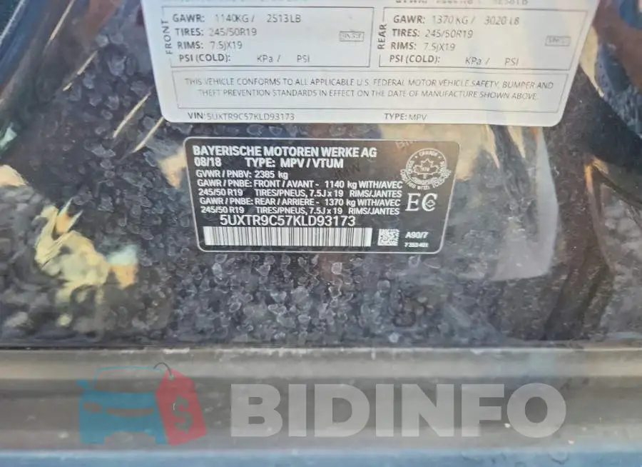 5UXTR9C57KLD93173 Photo# 12