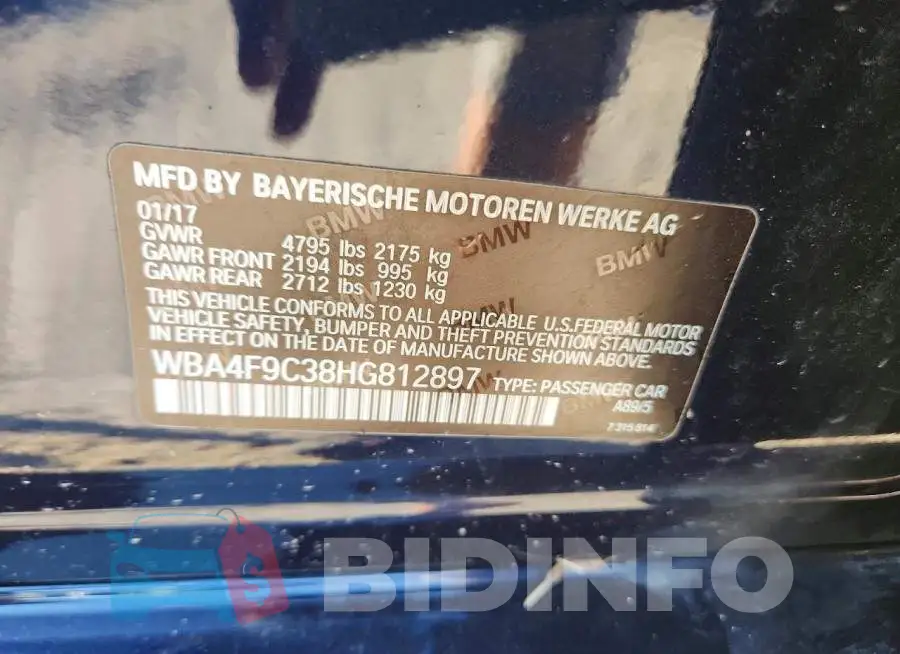 WBA4F9C38HG812897 Photo# 12