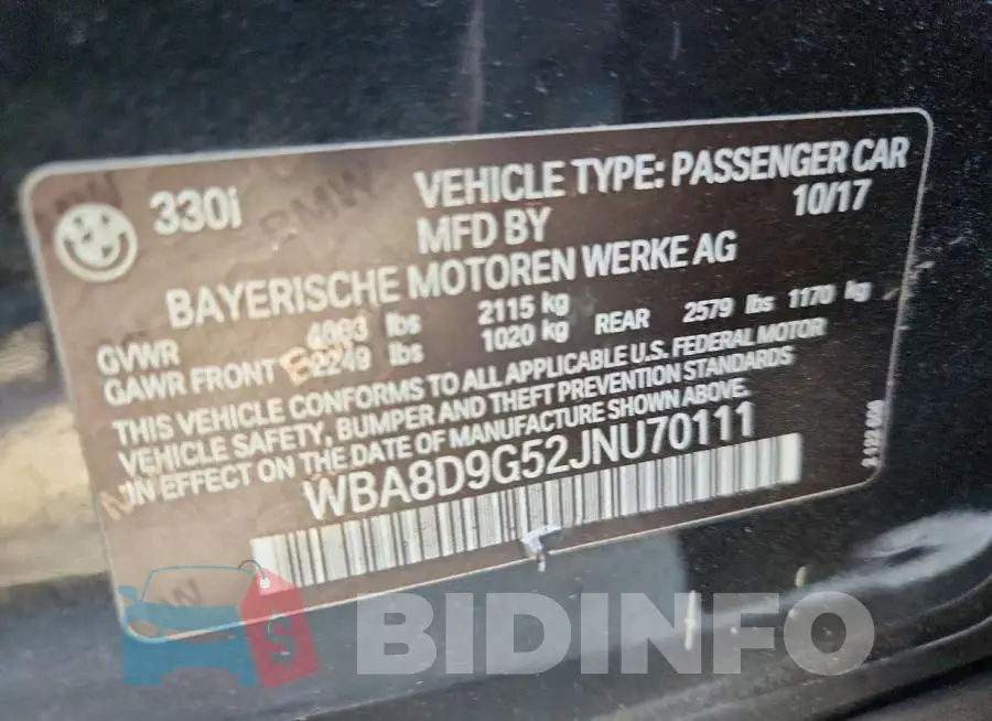 WBA8D9G52JNU70111 Photo# 12