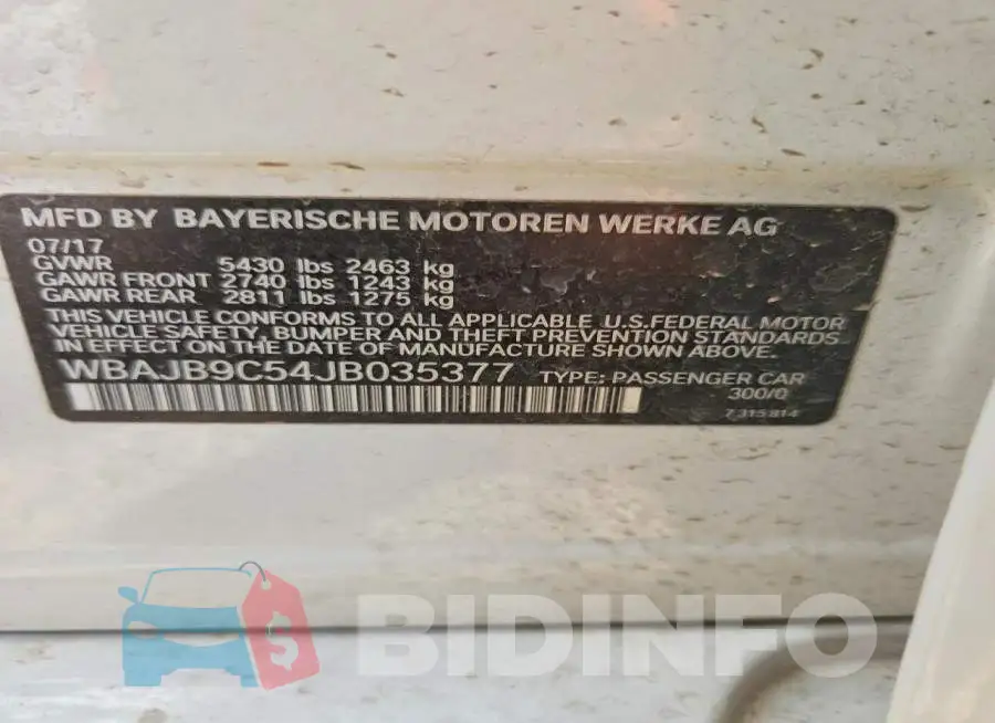 WBAJB9C54JB035377 Photo# 12