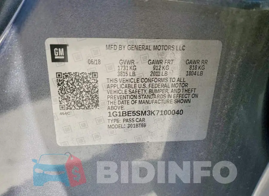 1G1BE5SM3K7100040 Photo# 12