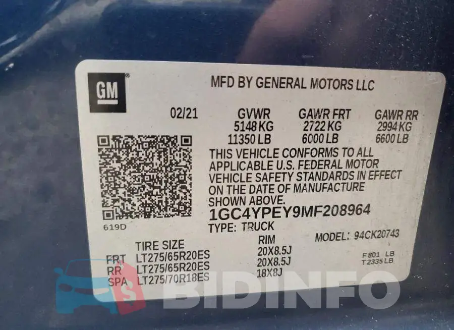 1GC4YPEY9MF208964 Photo# 12
