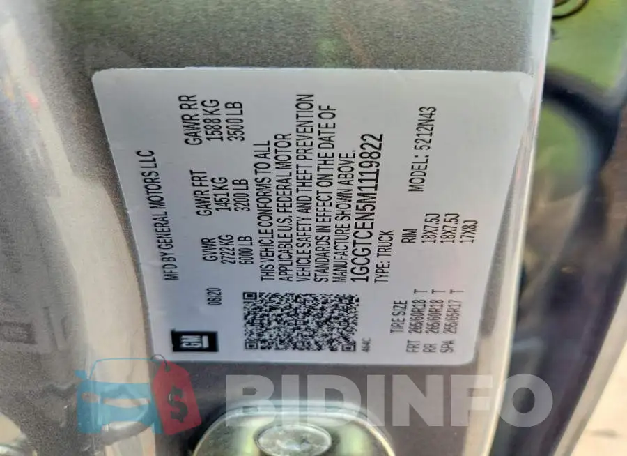1GCGTCEN5M1119822 Photo# 12