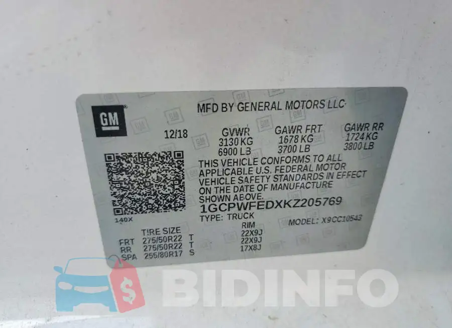 1GCPWFEDXKZ205769 Photo# 12