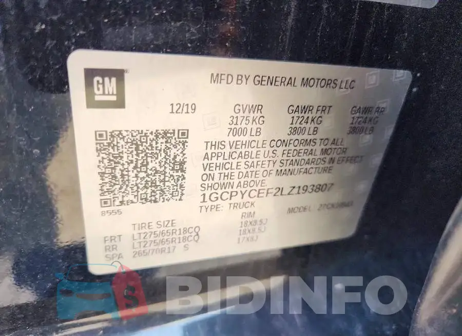1GCPYCEF2LZ193807 Photo# 13