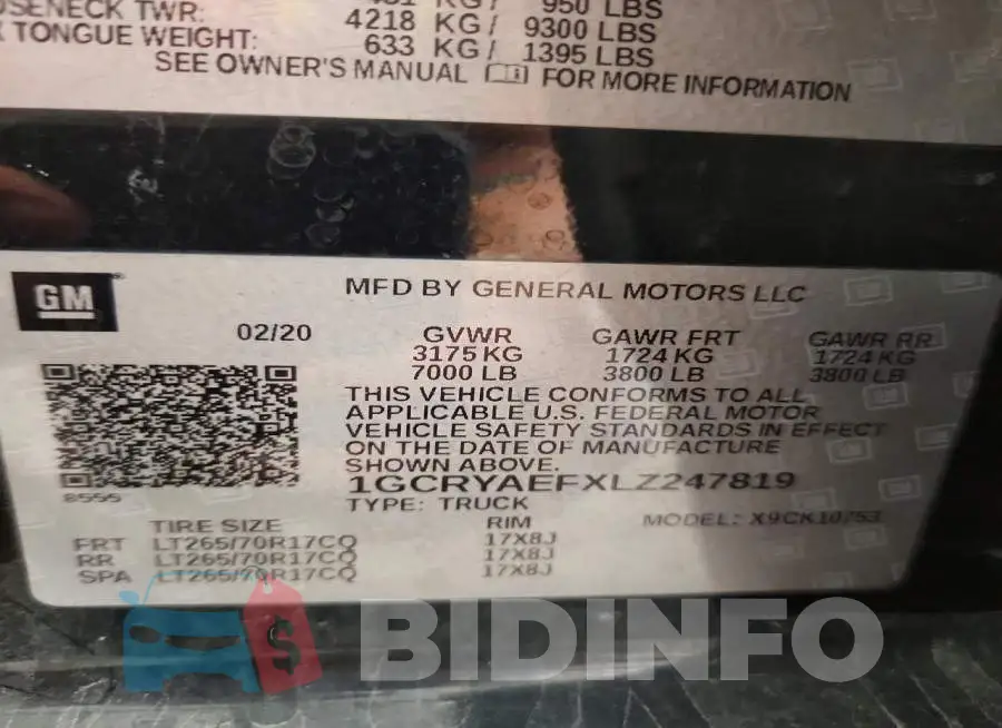 1GCRYAEFXLZ247819 Photo# 12