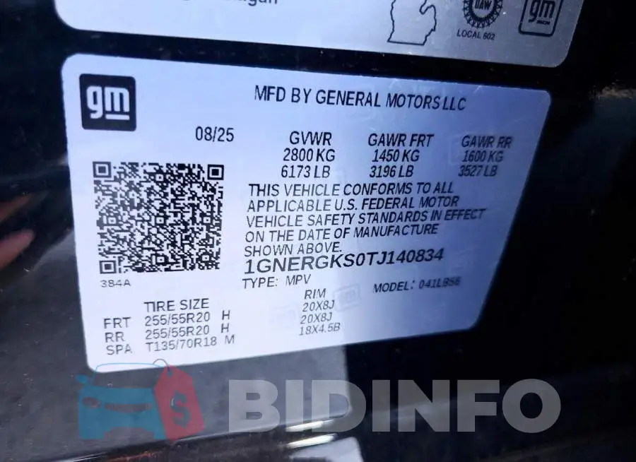 1GNERGKS0TJ140834 Photo# 14