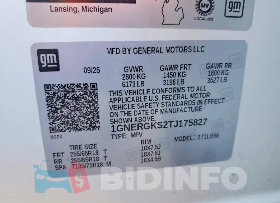 1GNERGKS2TJ175827 Photo# 13