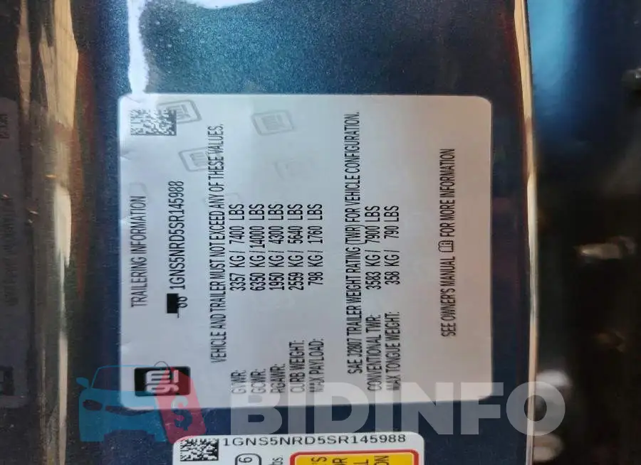 1GNS5NRD5SR145988 Photo# 13