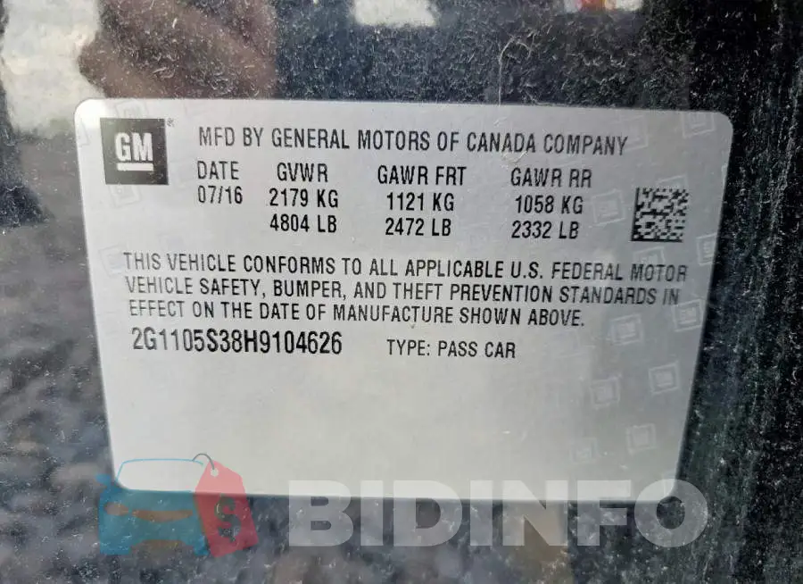 2G1105S38H9104626 Photo# 12