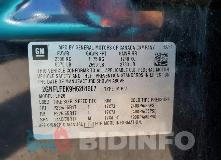 2GNFLFEK9H6261507 Photo# 13