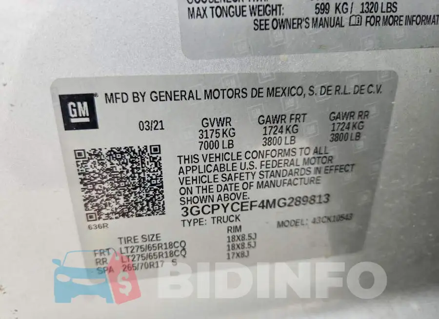 3GCPYCEF4MG289813 Photo# 12