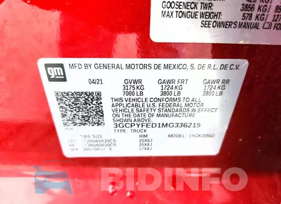 3GCPYFED1MG336215 Photo# 12