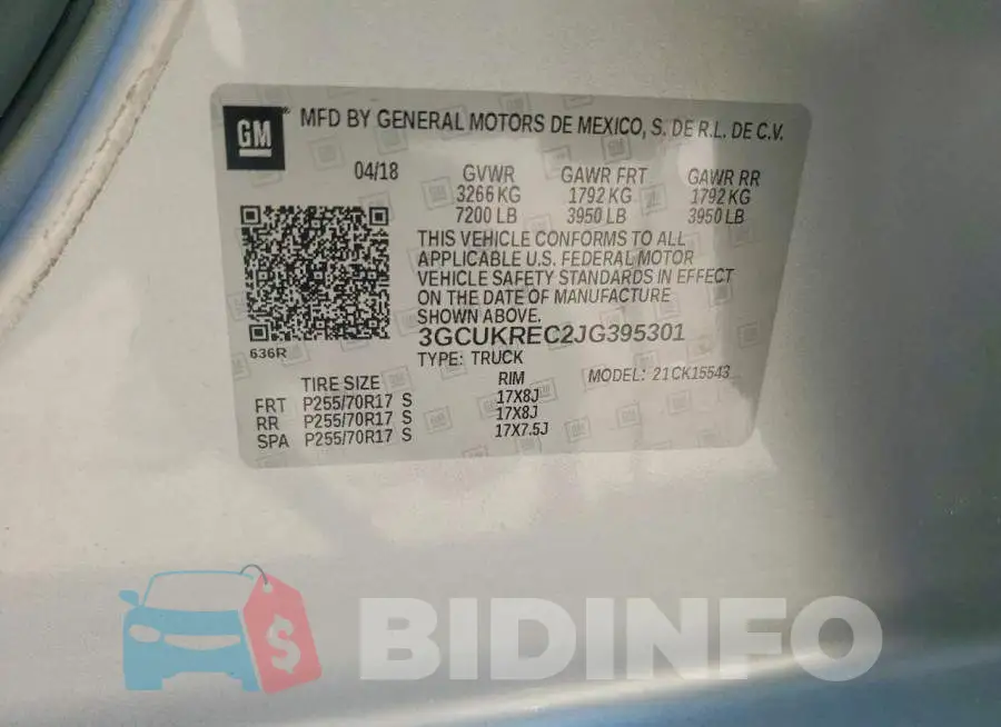 3GCUKREC2JG395301 Photo# 12