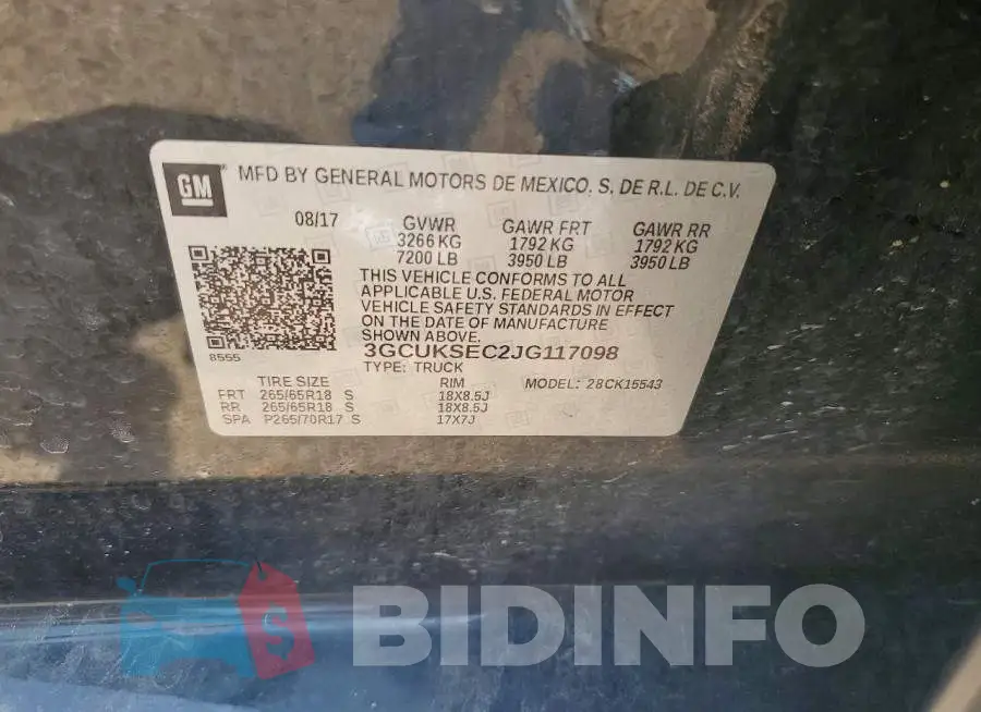 3GCUKSEC2JG117098 Photo# 12