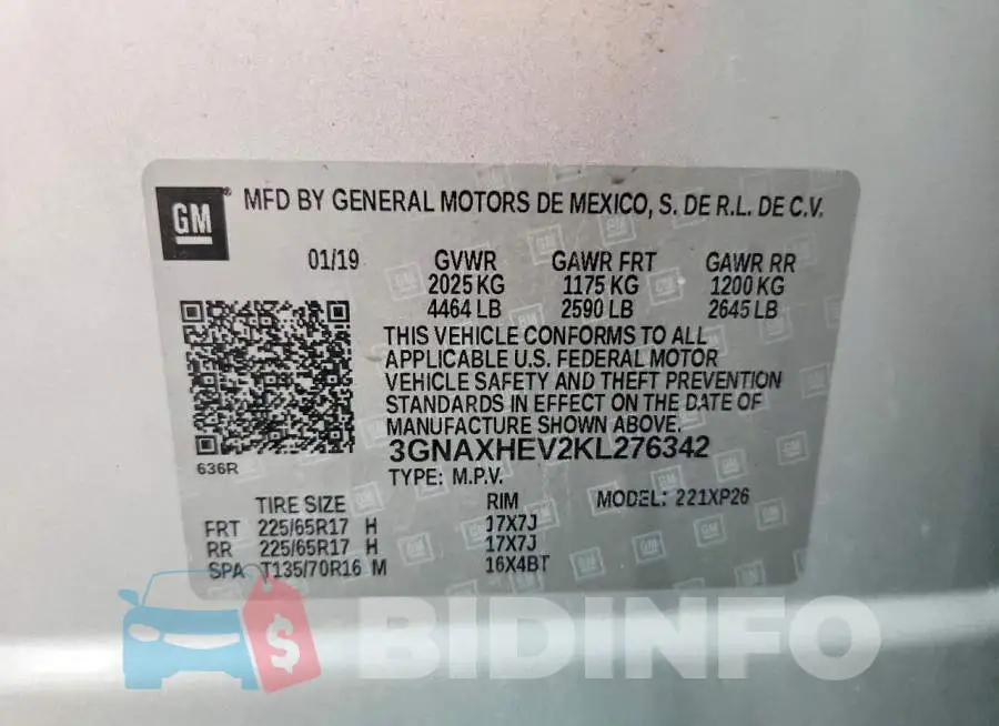 3GNAXHEV2KL276342 Photo# 13