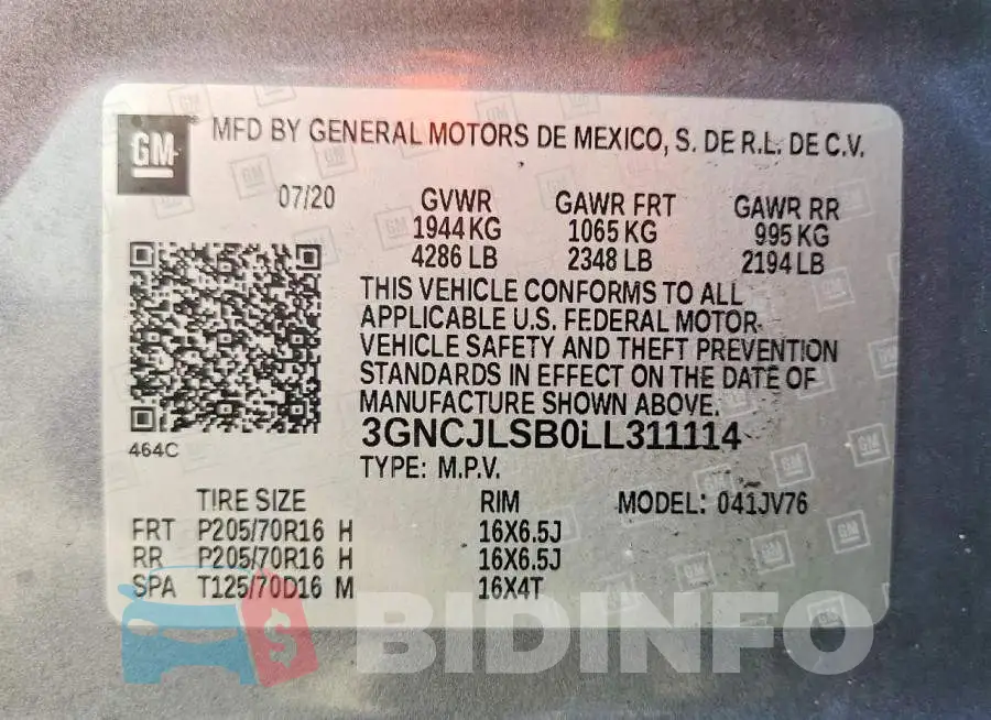 3GNCJLSB0LL311114 Photo# 13