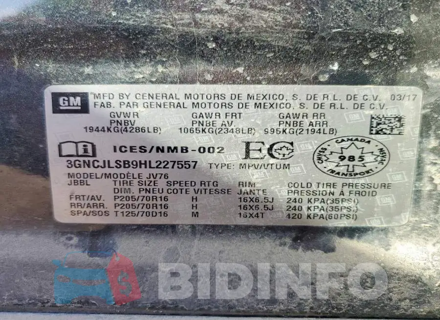 3GNCJLSB9HL227557 Photo# 13