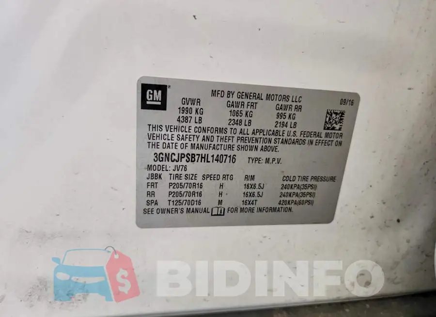 3GNCJPSB7HL140716 Photo# 12