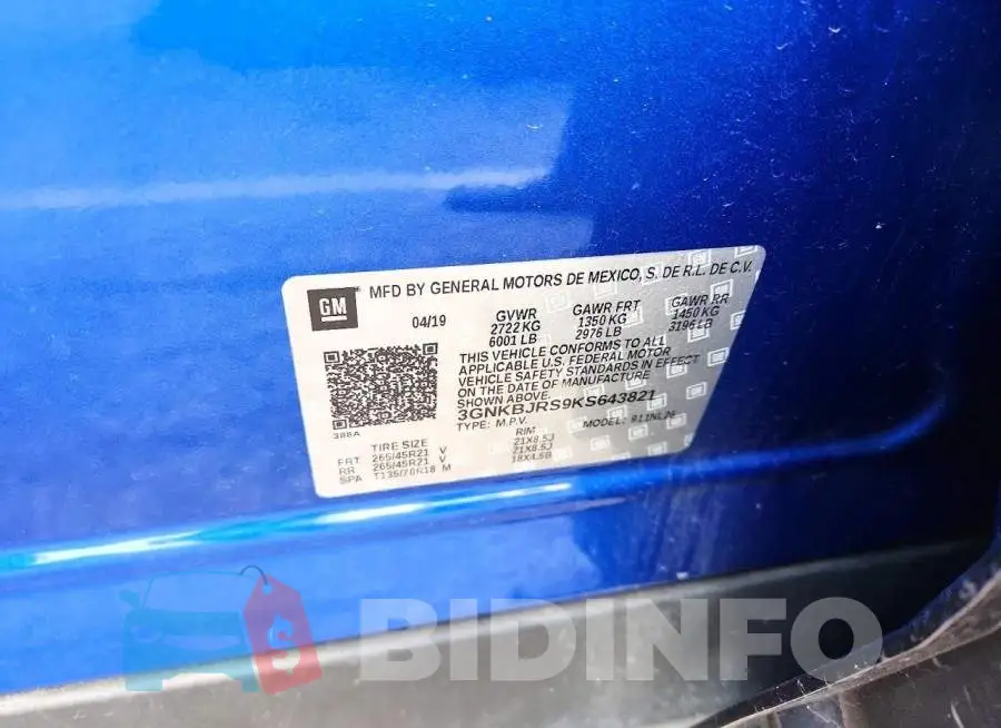 3GNKBJRS9KS643821 Photo# 13