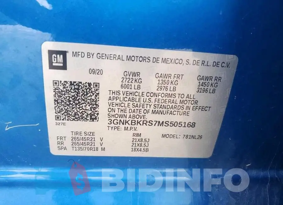 3GNKBKRS7MS505168 Photo# 13